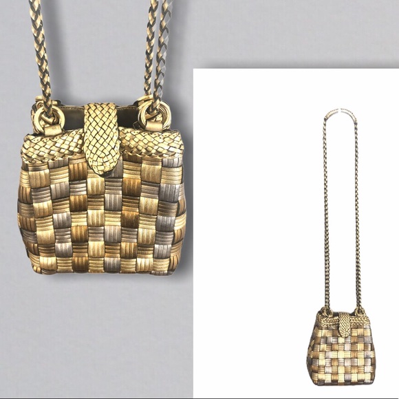CEM Handbags - VTG CEM Brazil Metallic Leather Weave Crossbody